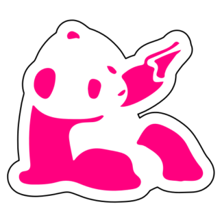 Panda Holding Gun Sticker (Hot Pink)